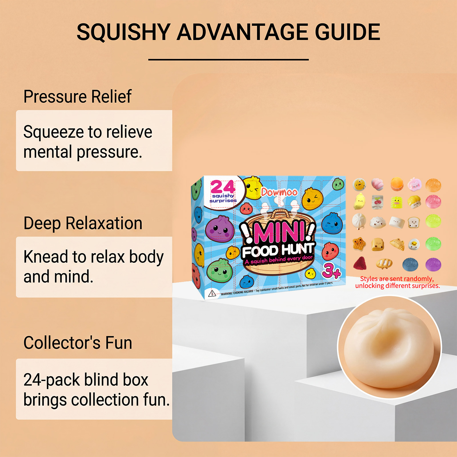 Dowmoo 24 Styles Mini Food Squeeze Toy Blind Box Soft Rubber Stress Relief Cute Creative Gift