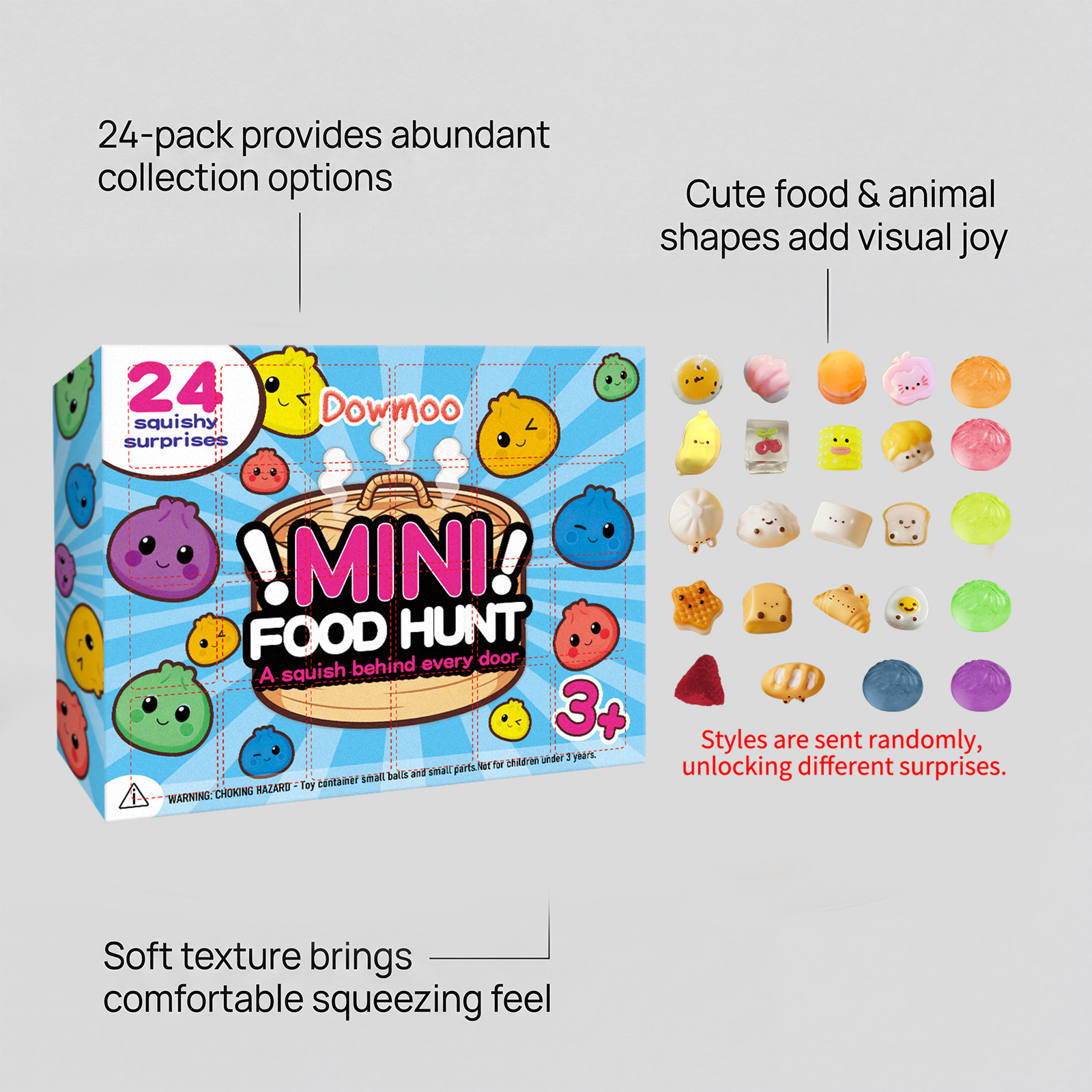 Dowmoo 24 Styles Mini Food Squeeze Toy Blind Box Soft Rubber Stress Relief Cute Creative Gift