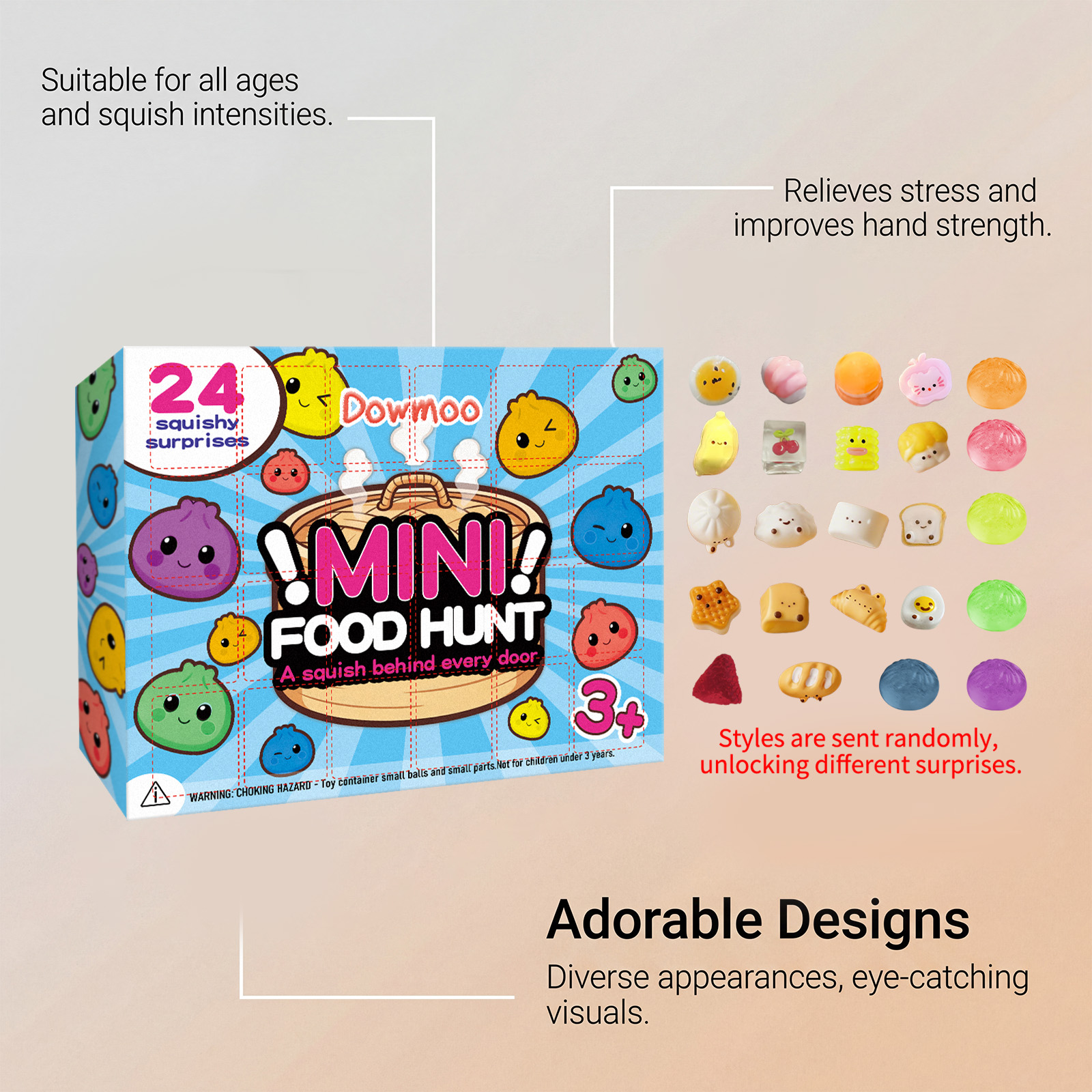 Dowmoo 24 Styles Mini Food Squeeze Toy Blind Box Soft Rubber Stress Relief Cute Creative Gift