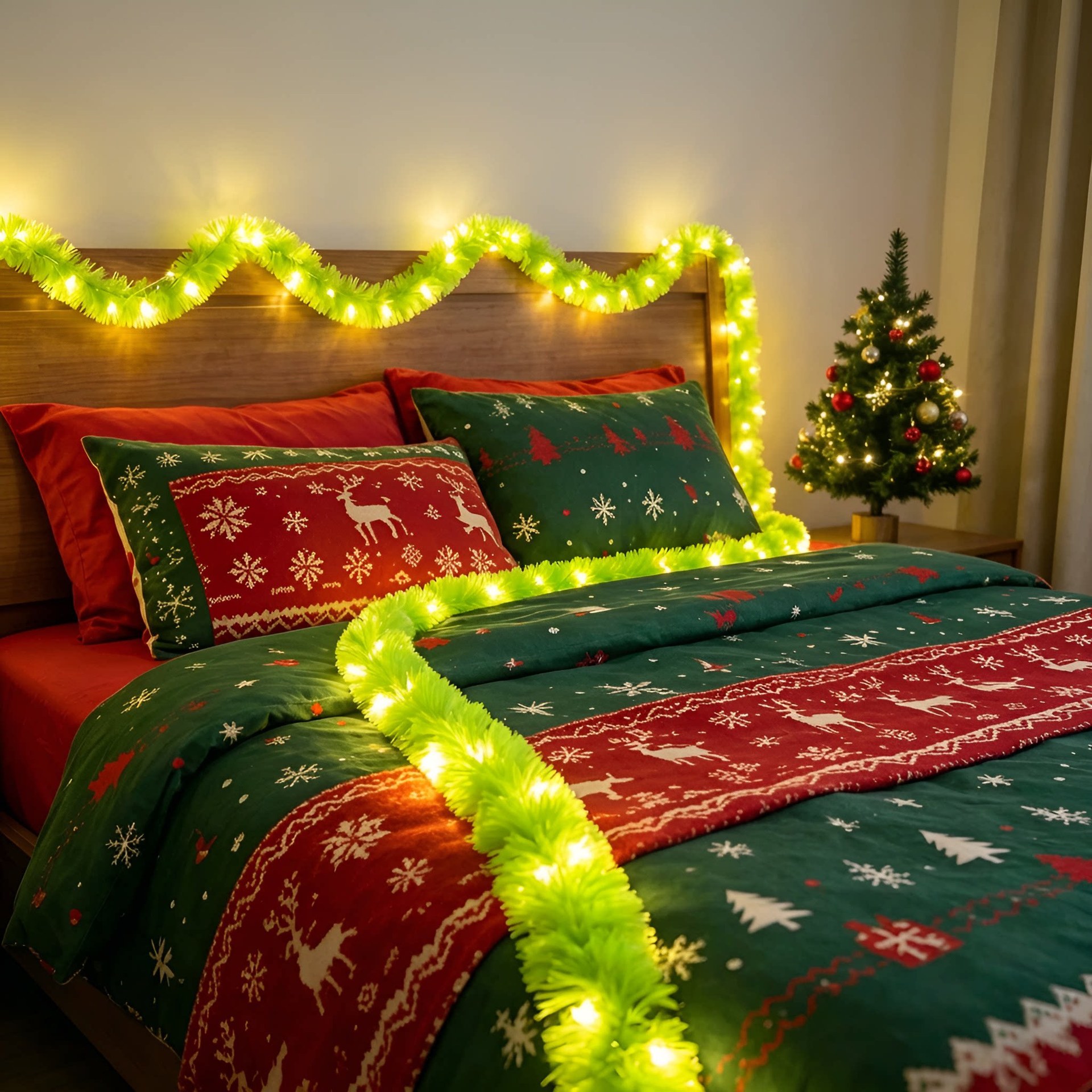 (GREEN) Christmas LED String Lights 5.7M 40LED Battery Operated Fairy Lights Waterproof for Christmas Tree Green