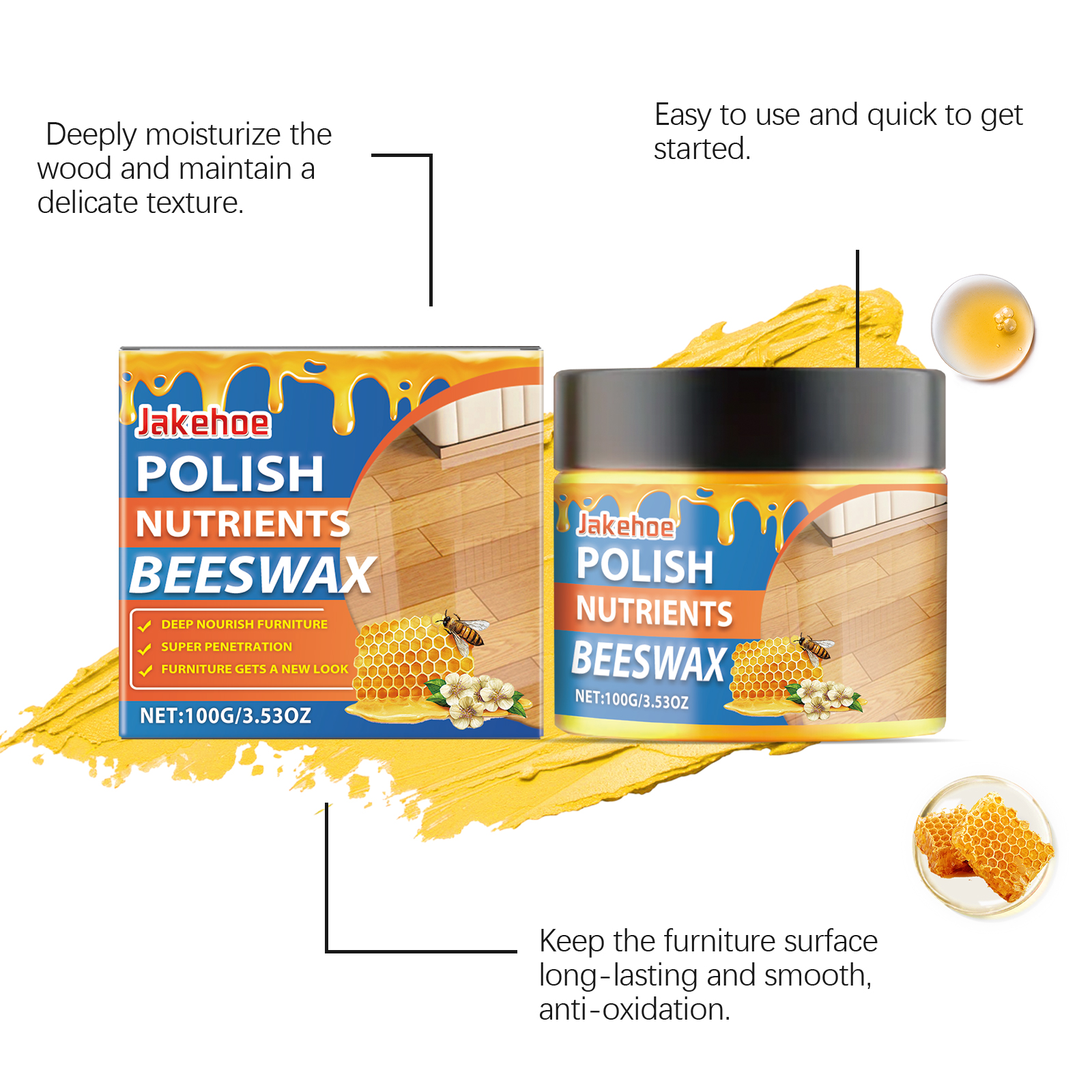Beeswax Furniture Polish Agent Wood Furniture Moisturizing Cleaning Polishing Daily Maintenance Care Agent