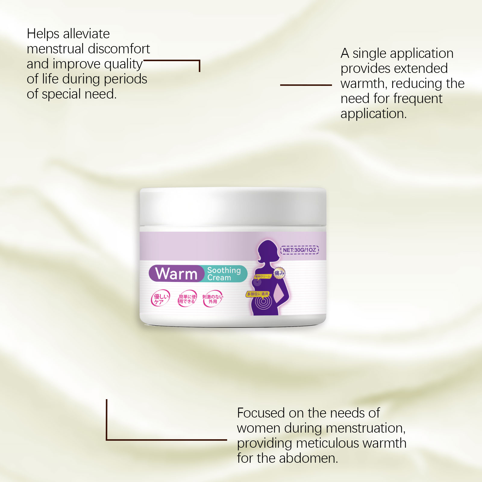 Abdominal Warmth Care Cream Soothing Menstrual Discomfort Relaxing Muscle Tension Daily Gentle Nourishing Skin Treatment 1 PCS