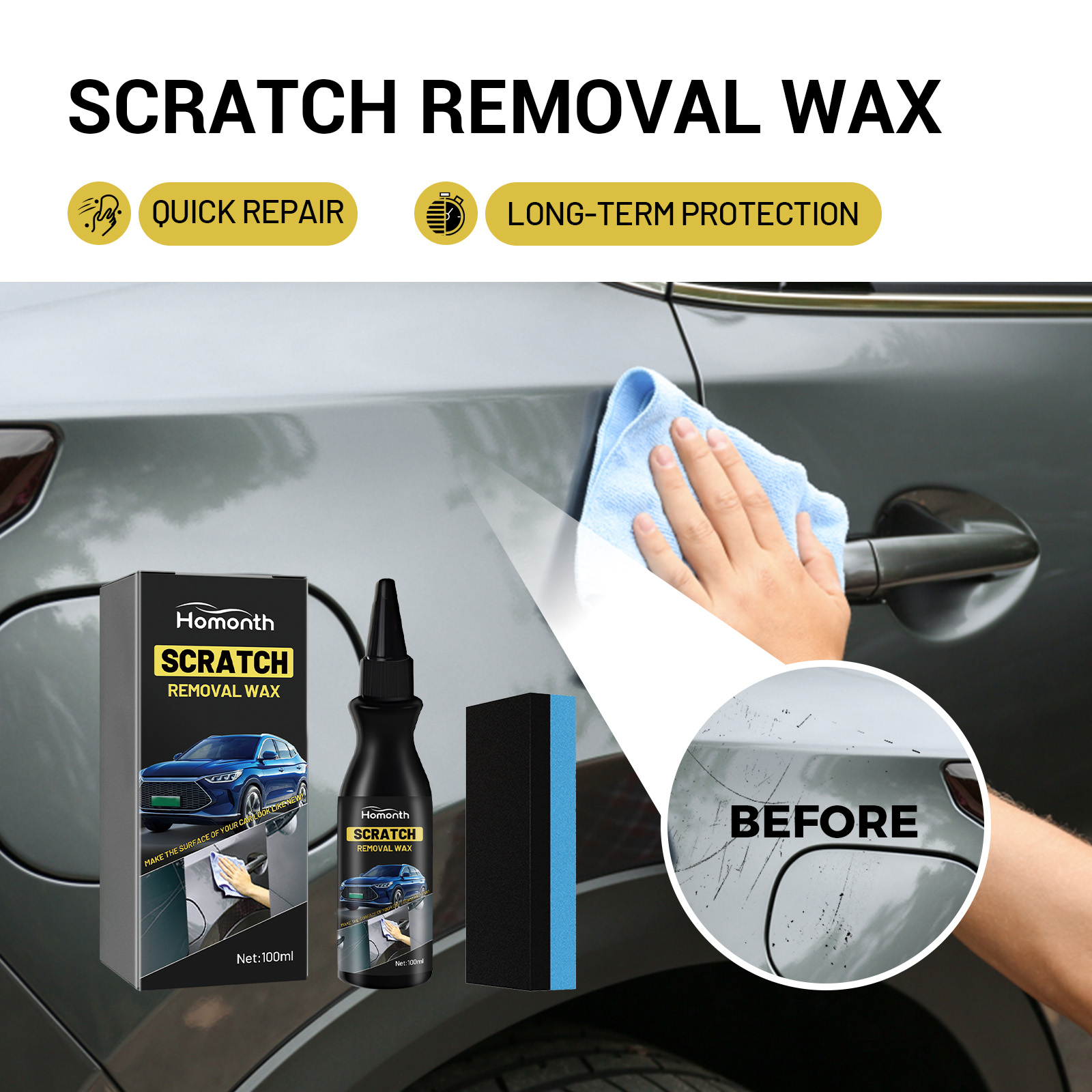 Car Scratch Remover Paste Paint Care Polishing Repair For Light Scratches Swirl Marks Daily Maintenance