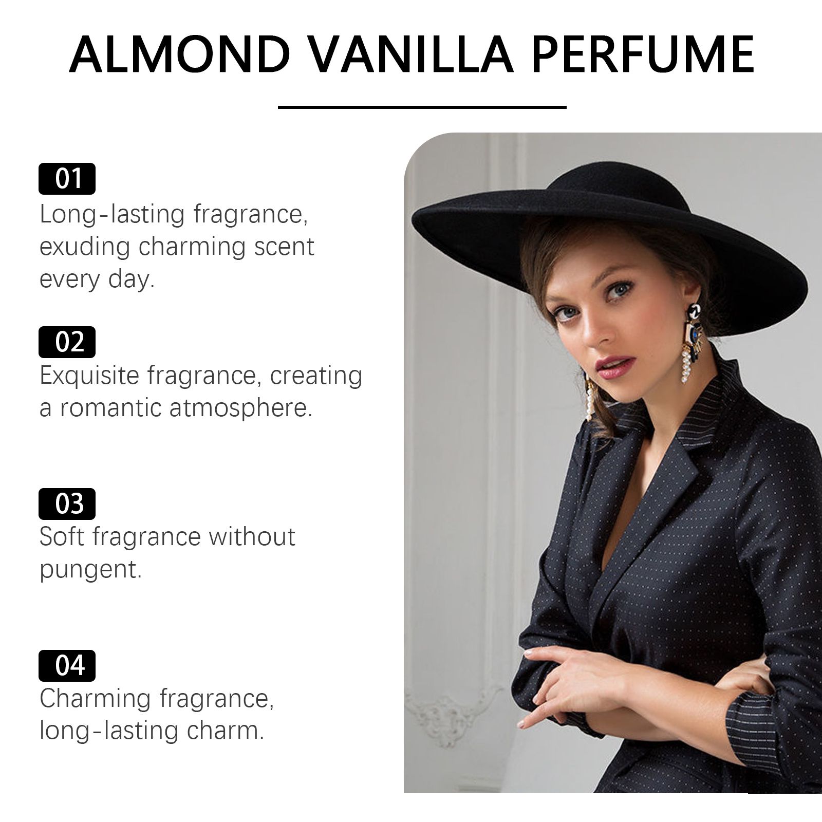 Vanilla Almond Charm Perfume Sweet Fresh Long Lasting Elegant For Daily Wear