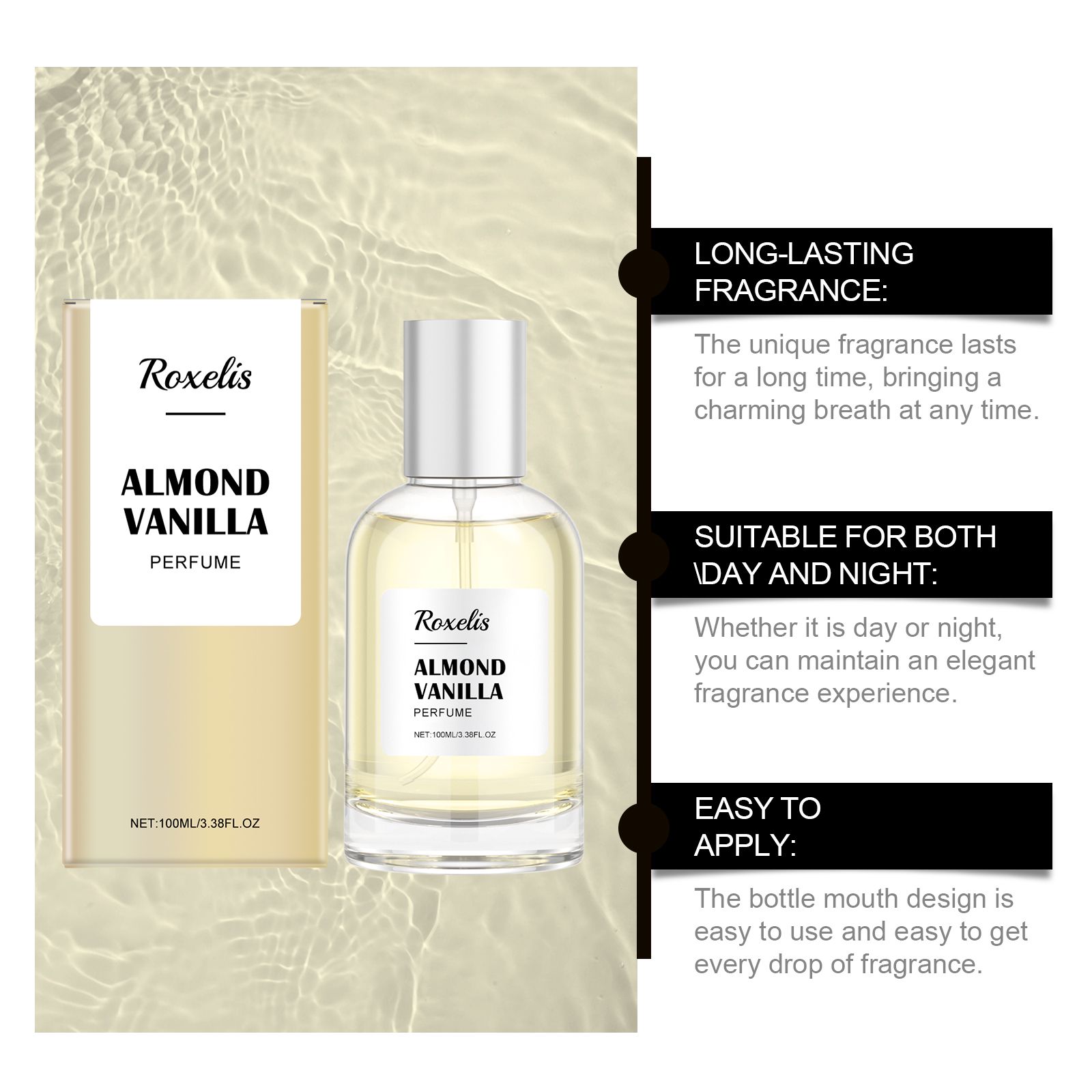 Vanilla Almond Charm Perfume Sweet Fresh Long Lasting Elegant For Daily Wear