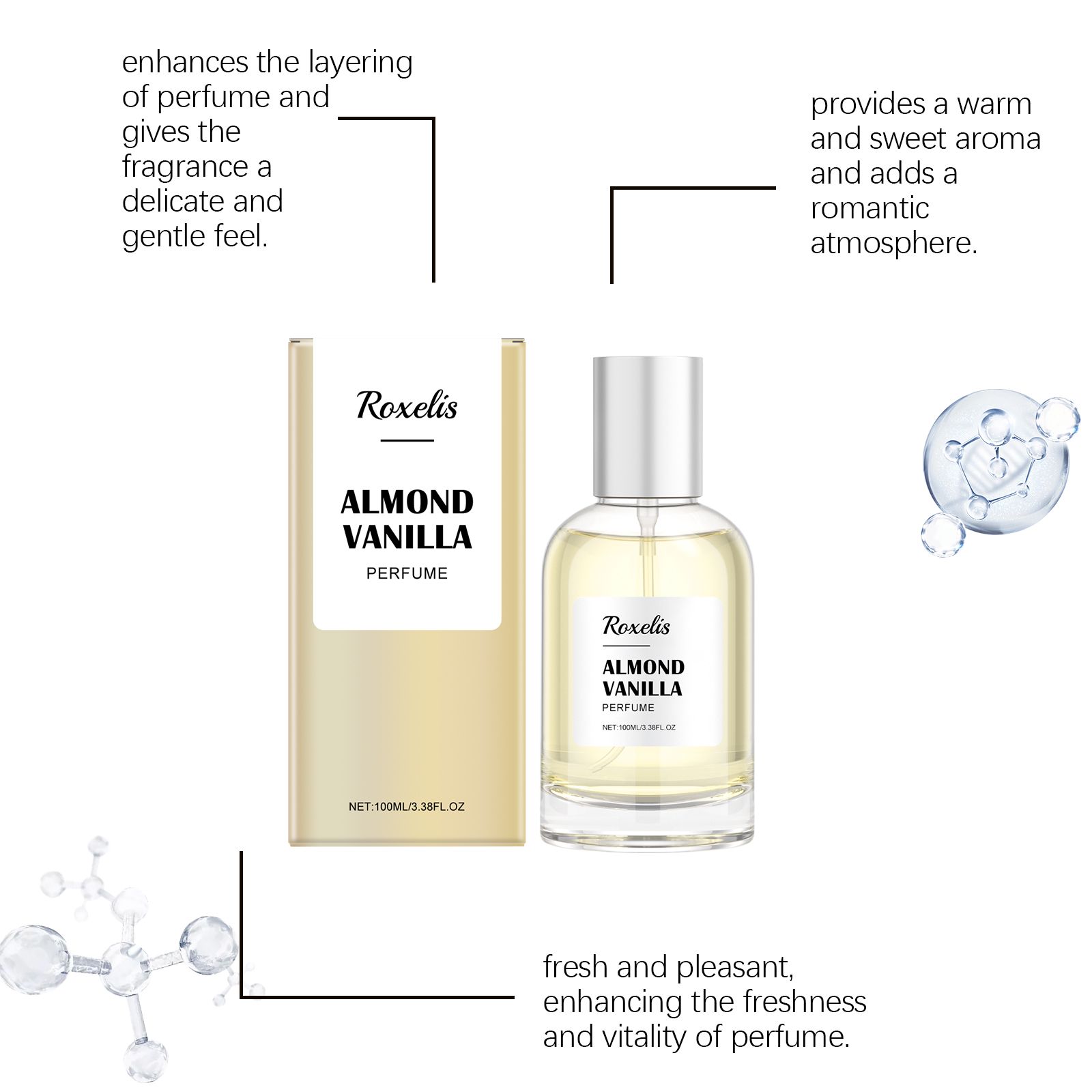 Vanilla Almond Charm Perfume Sweet Fresh Long Lasting Elegant For Daily Wear