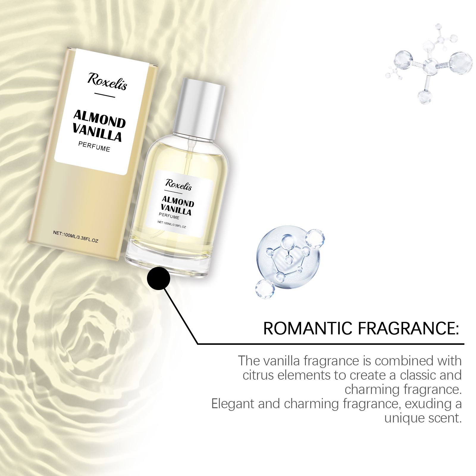 Vanilla Almond Charm Perfume Sweet Fresh Long Lasting Elegant For Daily Wear