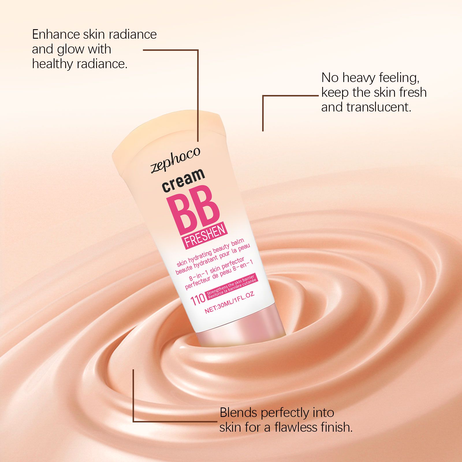 BB Cream Dark Shade Concealer Matte Lightweight Hydrating For Oily And Dry Skin Daily Makeup