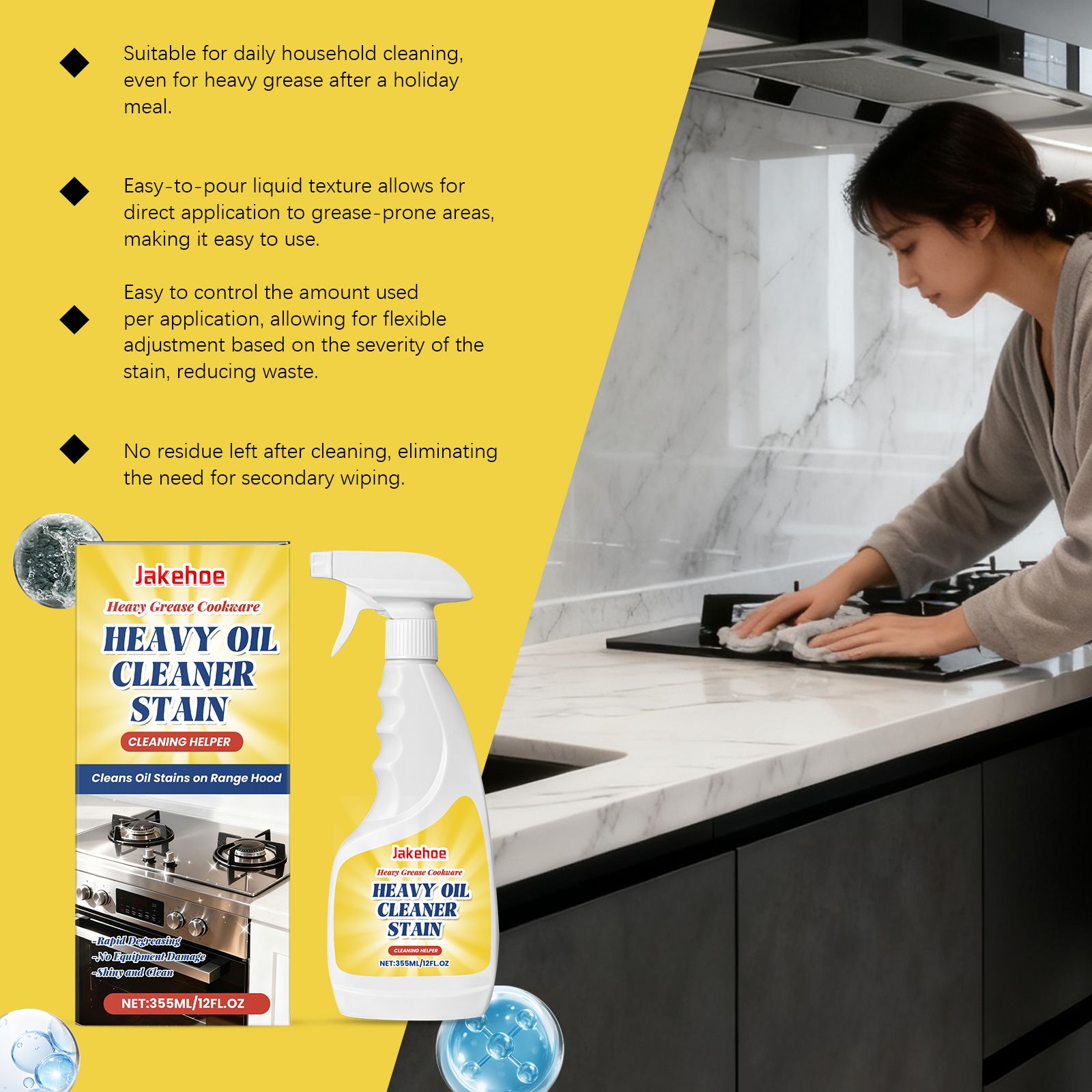 Heavy Grease Cleaner Spray For Kitchen Stove Oven And Cookware Daily Cleaning