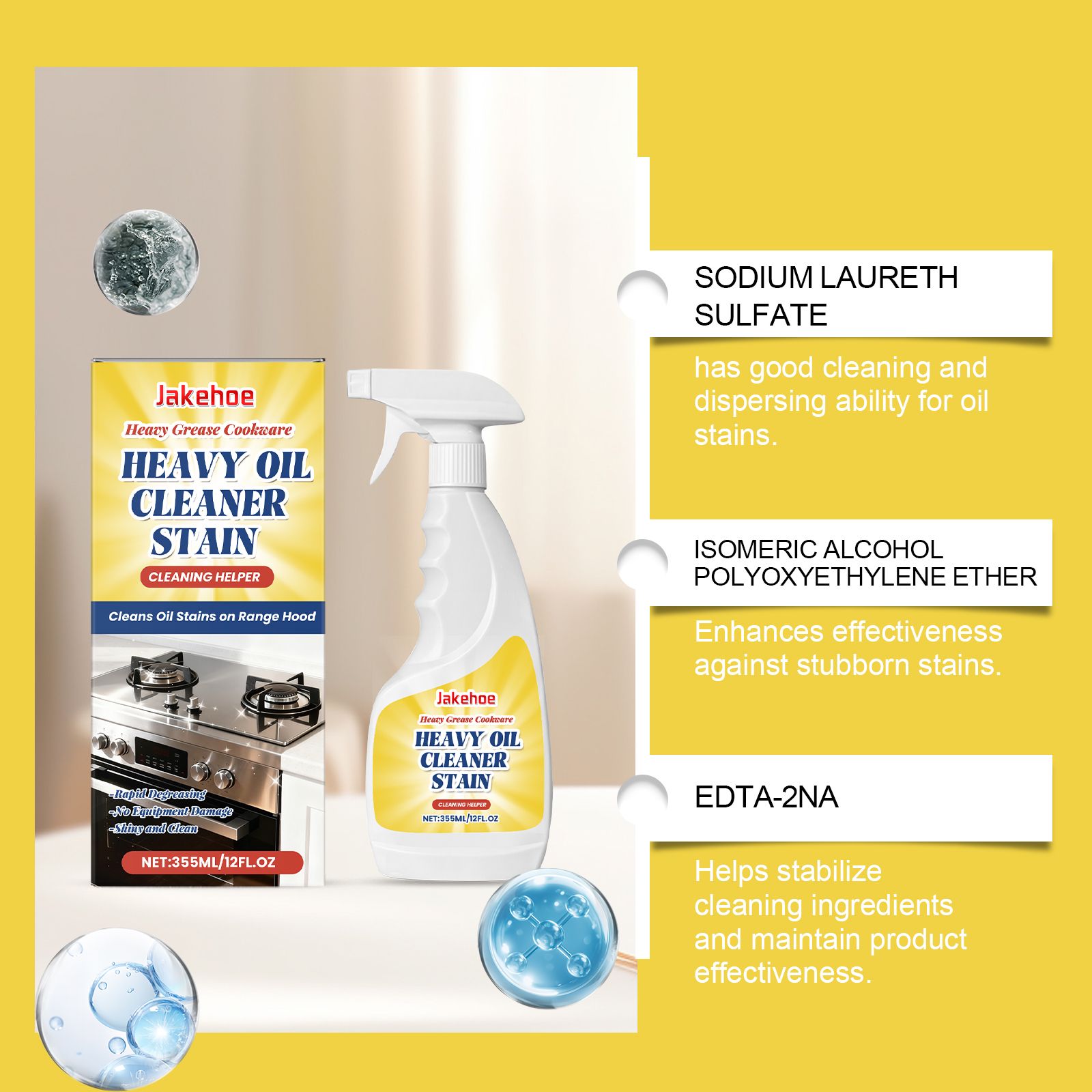 Heavy Grease Cleaner Spray For Kitchen Stove Oven And Cookware Daily Cleaning