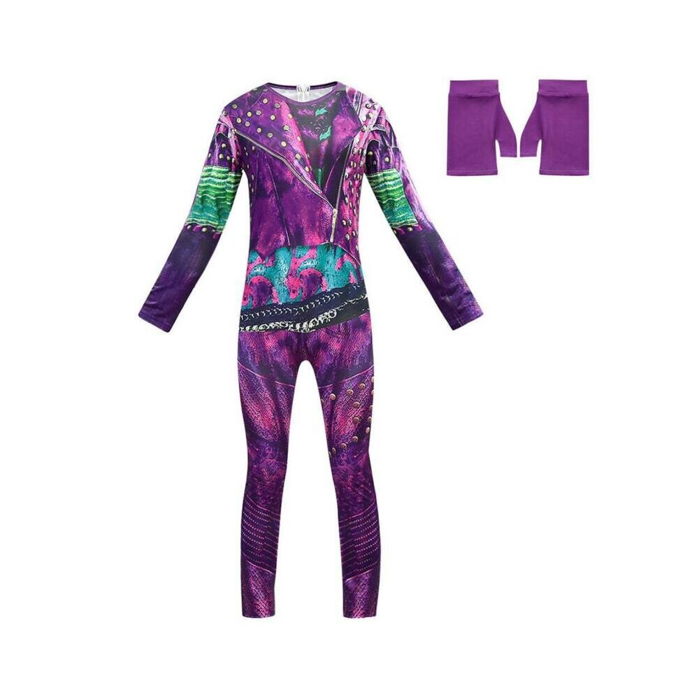 (Purple, 7-8 Years) Kids Girls Descendants 3 Audrey Mal Costume Halloween Cosplay Jumpsu