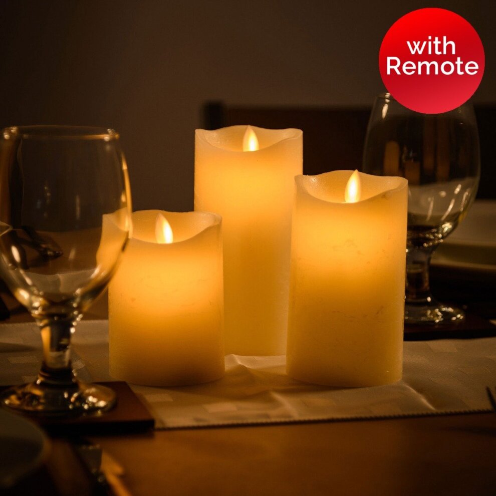 LED Candles Waterproof Flickering Flameless Candles Pillars Lights Battery Operated Night Light with Remote Timers 3pcs Pack  Flameless Candles Electric Tealights for Home Church Halloween Thanksgiving Christmas Party  Outdoor Indoor Decorations