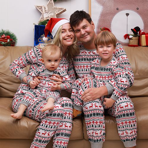 Christmas Matching Pajamas Sets Striped Elk Printed Mom Daddy Romper Baby Girl Boy Family Look Christmas Pajamas for Family Matching Family Outfits
