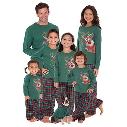 Christmas Pyjamas Family Matching Kids Xmas Party Pjs Set Nightwear Gifts Suit Green