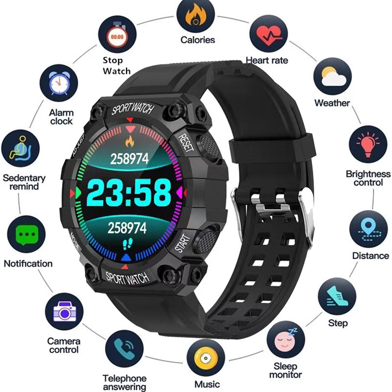 (Pink) Smart Watch Men Sports Smartwatch Access Control Calls Temperature Heart Rate Detection Sport Smartwatch