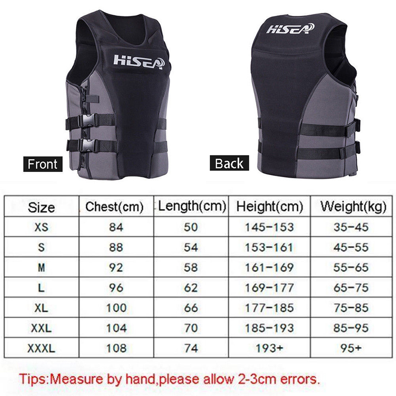 (XS) Neoprene Adult Life Jacket Kayak Ski Buoyancy Aid Vest Sailing Boating Jacket Float Vest Swimming Professional Life Jacket for Adult Safety Water Sports