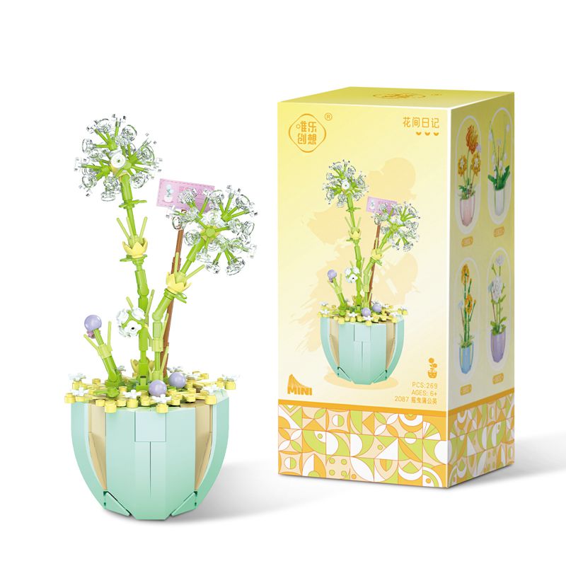 Mini Bonsai Building Blocks Flower DIY Green Plant Bouquet Potted Model Flower Block Home Decoration Girl Gift Childrens Toys