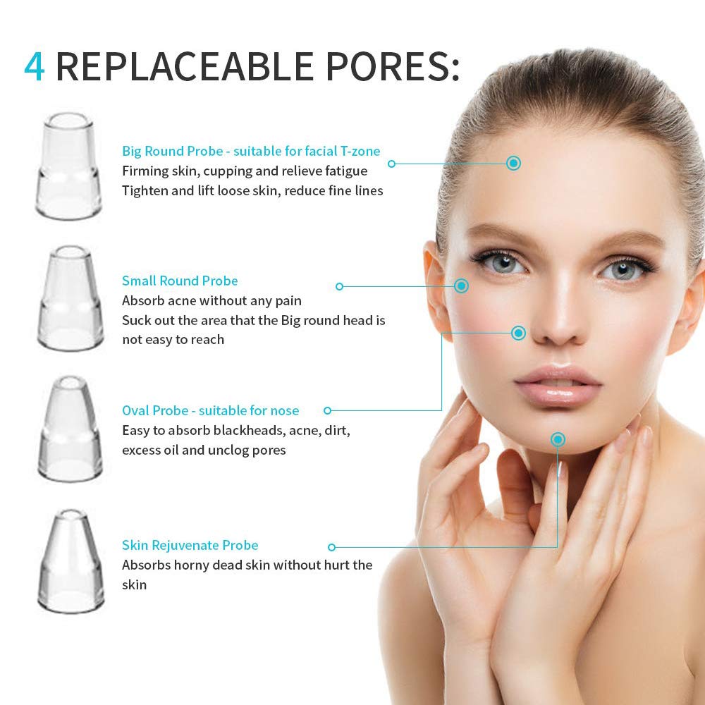 Blackhead Remover Pore Vacuum Cleaner Blackhead and Comedone Acne Extractors Suction Facial Cleaner Electric Blackhead Removal Suction Extractor Tools