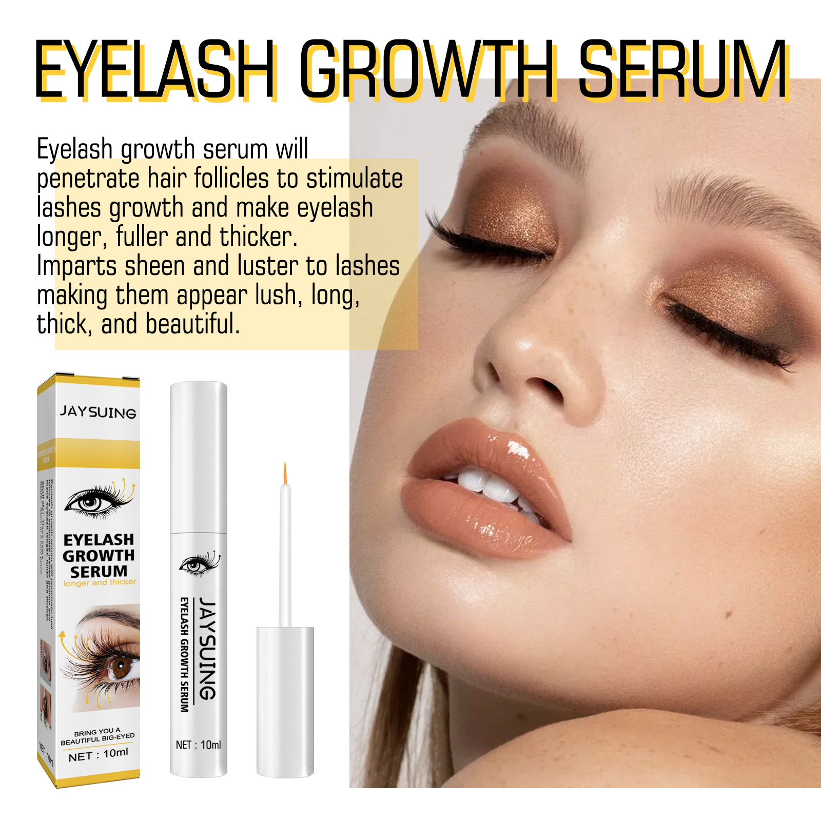 Eyelash Growth Serum Essence Longer Fuller Eyelash Enhancer Eye Care Makeup Gentle Formula Lash Lift Lengthening Nourishing