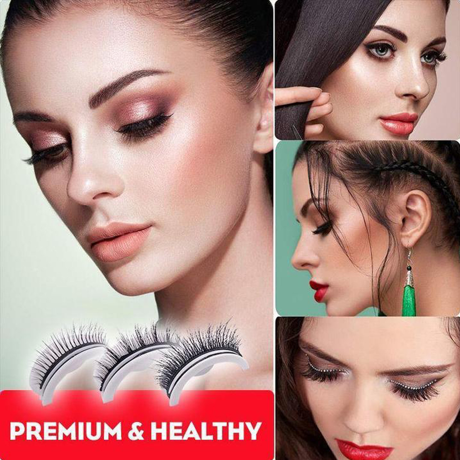 (Thick) Self Adhesive False Eyelashes Reusable No Glue Eyelashes Makeup Extension Fake Eyelashes Makeup Tools