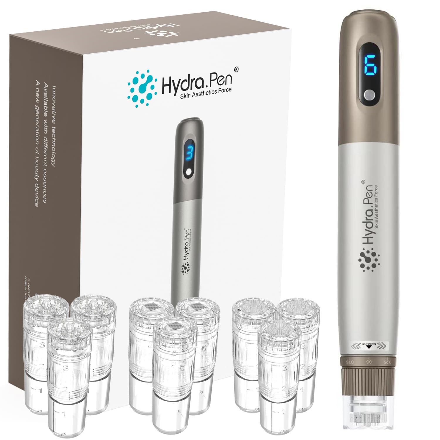 Dr Pen Hydra Pen H3 Microneedling Pen Professional Serum Applicator Micro Needling Machine with Replacement Needle Cartridges 12Pins Nano-HR Nano-HS