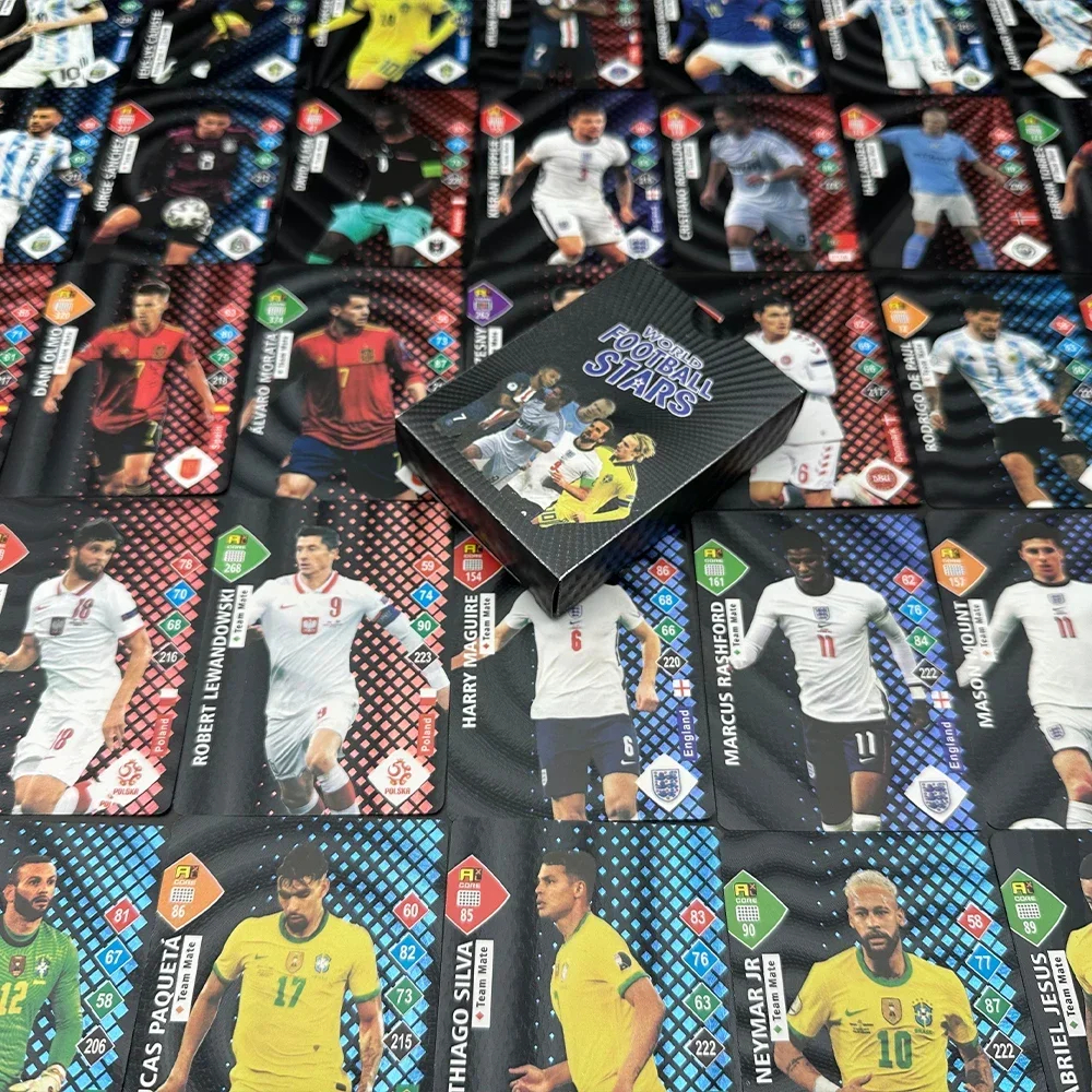 World Football Stars Cards 55Pcs Black Collection Cards Football FIFA All-Star Ronaldo Messi Mbappe English Trading Card Toys Kids Fan Gifts