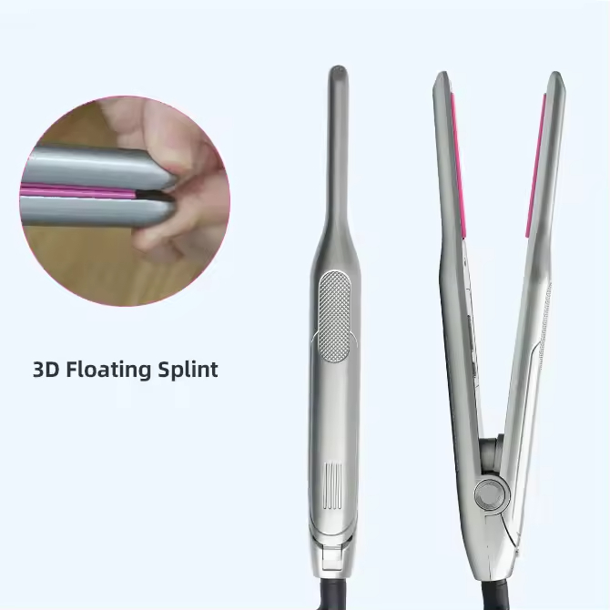 (Grey) Upgrade Pencil Straighteners Hair Straightener Slim Plate Flat Iron Ceramic Hair Curler Professional Mini Curling Iron for Women Short Hair Beard Styler