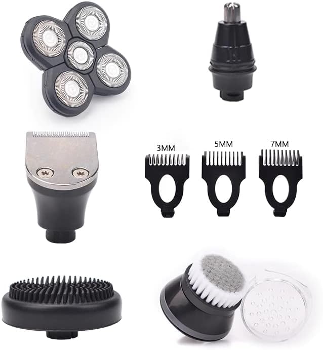 Head Shavers for Bald Men 5 in 1 Electric Shavers for Bald Men Waterproof Cordless Shaver Wet and Dry Shaving Rechargeable and Cordless Beard Trimmer