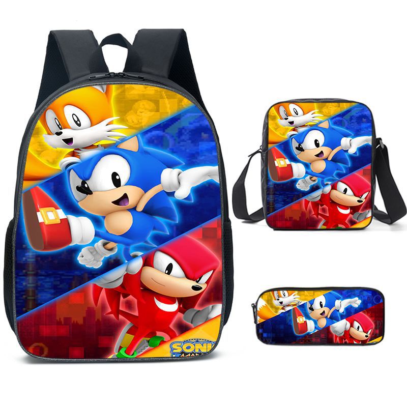 (Style A) Sonic The Hedgehog 3D Printed Childrens School Backpack for Kids Travel Rucksacks Book Bags Kids School Bag