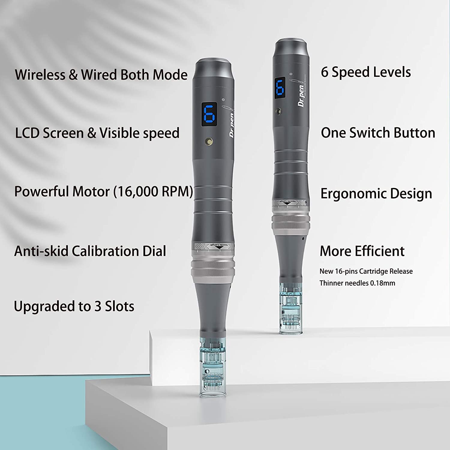 Dr.pen M8 Wireless Skin Needling Kit for Acne Scars Hair Growth Dark Spots 6-Speed with Built-in Battery and Ten 36-Pin Cartridges (UK Plug)