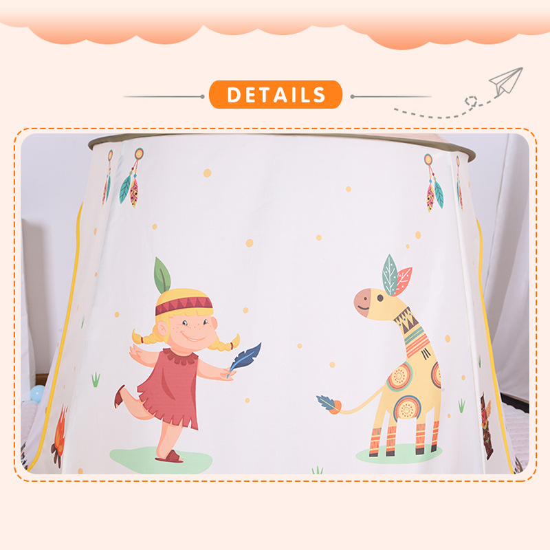 Childrens Foldable Teepee Tent Indian-Themed Playhouse for Indoor Fun