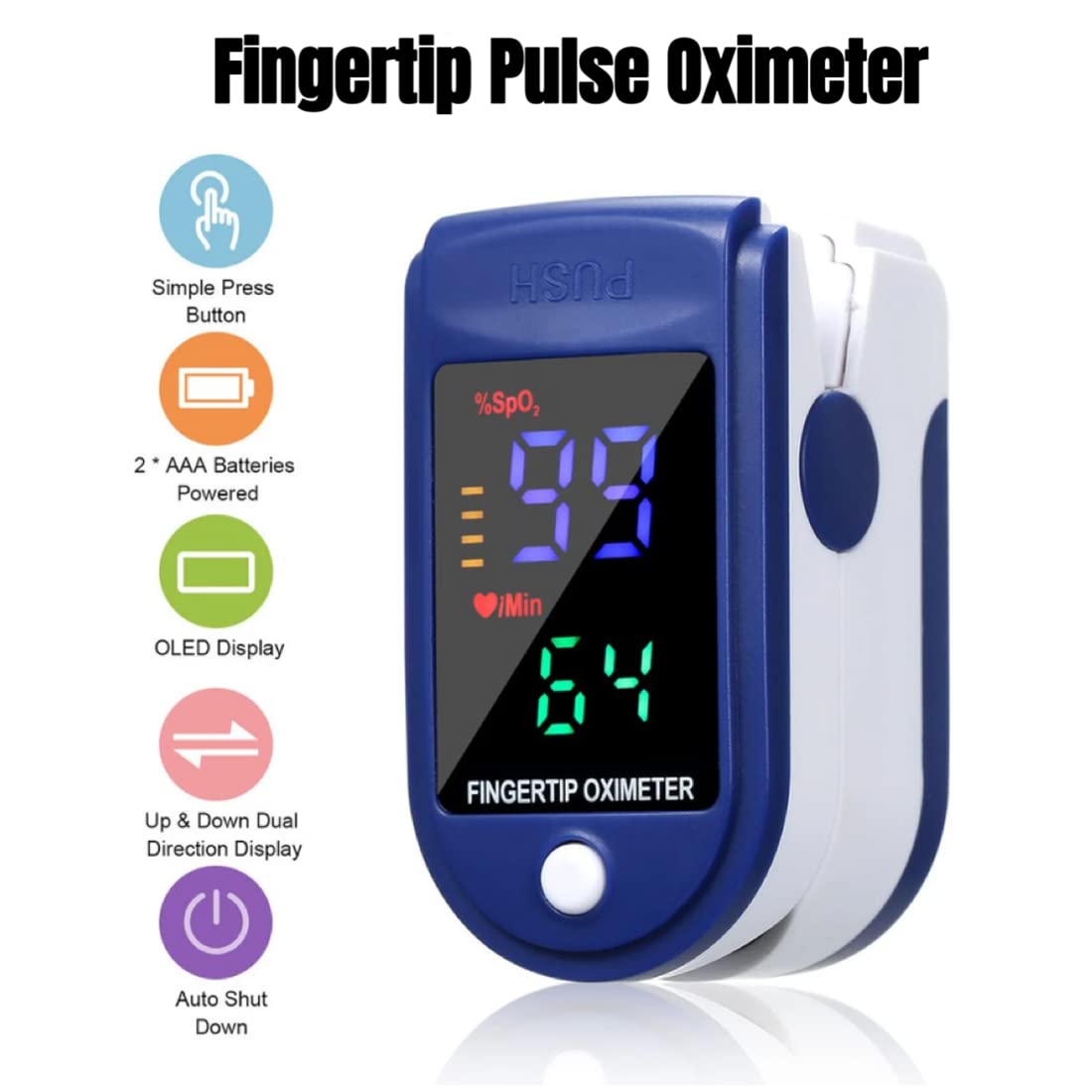 (1pc) Fingertip Pulse Oximeter LED Digital Display Heart Rate  Oxygen Level Readings Blood Oxygen Saturation for Pulse Rate Monitor SpO2 Health Monitor