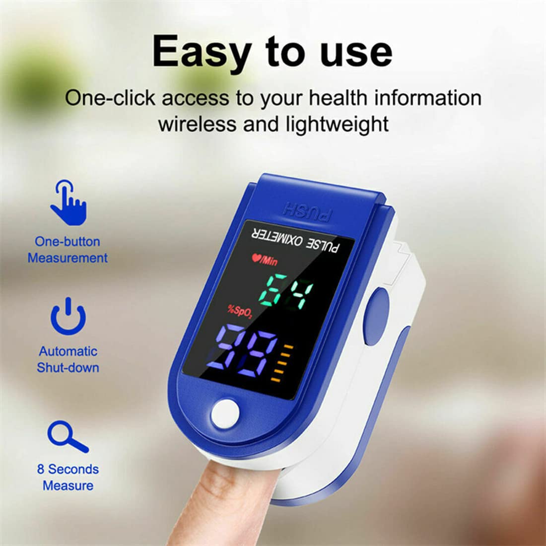 (1pc) Fingertip Pulse Oximeter LED Digital Display Heart Rate  Oxygen Level Readings Blood Oxygen Saturation for Pulse Rate Monitor SpO2 Health Monitor