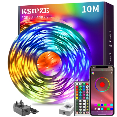 KSIPZE Led Strip Lights RGB Music Sync Color Changing Led Lights with Smart App Control Remote Led Lights for Bedroom Lighting Flexible Home Decoration