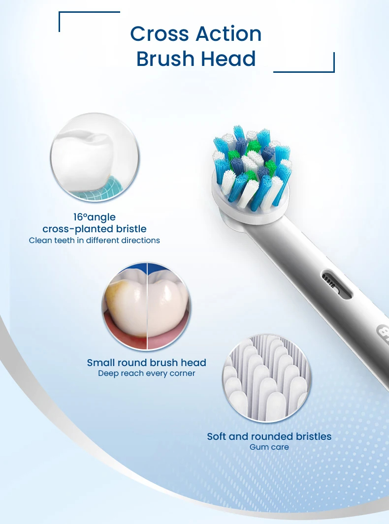 (WHITE with 1head) Oral B Electric Toothbrush 2D Vitality Cleaning Teeth Brush Waterproof Electronic Teeth Brush Inductive Charger With Timer