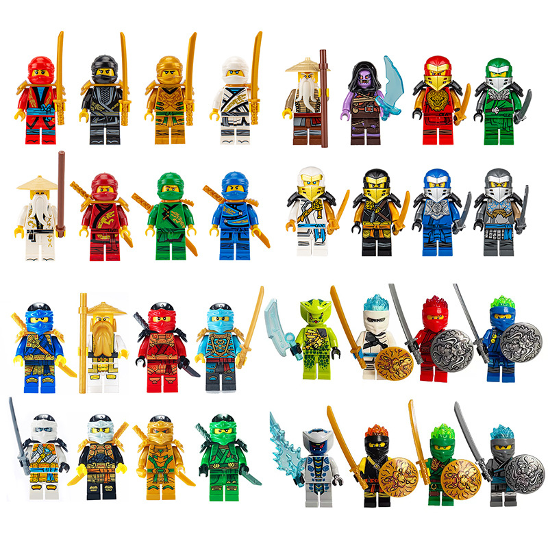 Ninja Minifigures 32PCS Ninjago Anime Characters Ninja Block Mini Action Assemble Model Figures Building Blocks Toys Kids Christmas Gifts Fit LEGO