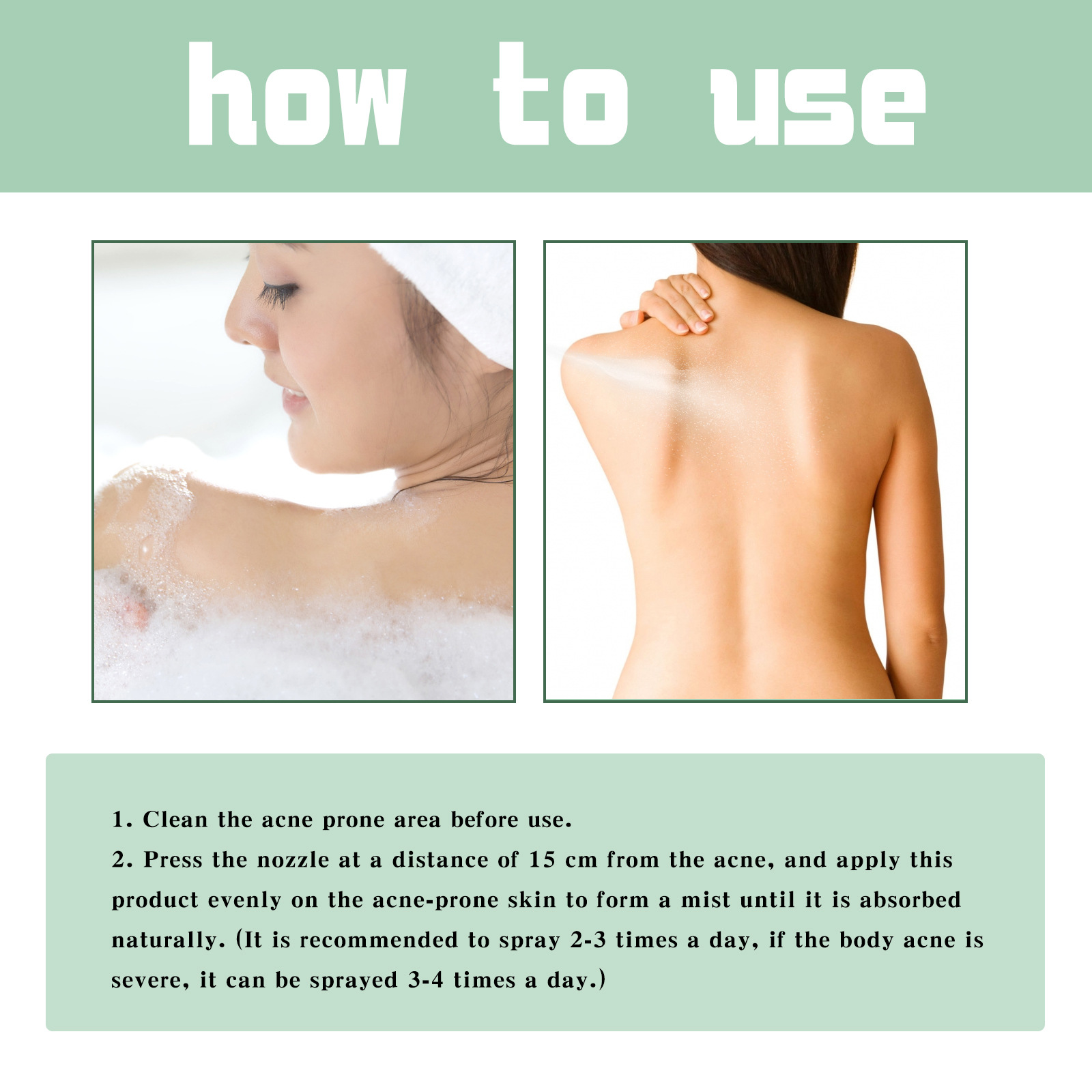 (1 PC) Back Care Spray Back Acne Remover Spray Shoulder Pimple Repair Whiteheads Treatment Blackhead Anti Mites Oil Control Hydrate Body Soothing Serum