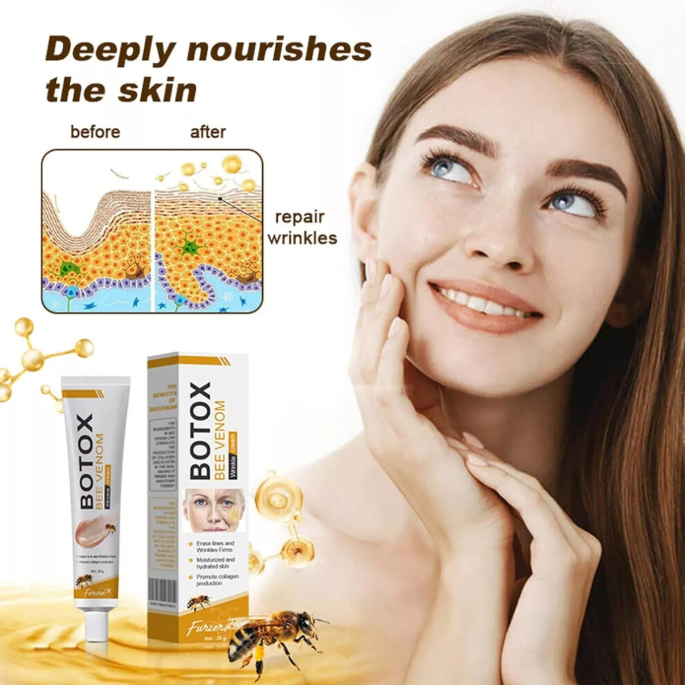 2X New Bee Venom Wrinkle Cream Bee Venom Skin Treatment Cream Anti-Wrinkle Firming Anti-Aging Moisturizing Lifting & Recovery for All Skin