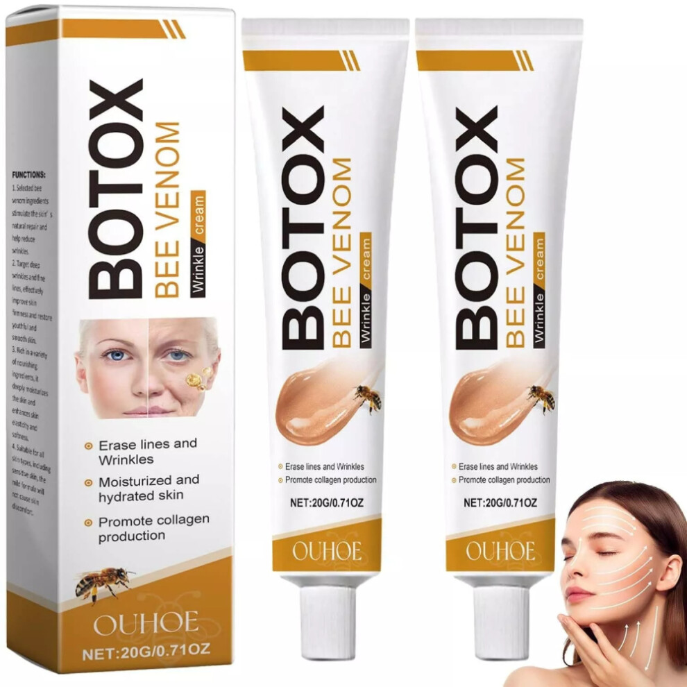 2X New Bee Venom Wrinkle Cream Bee Venom Skin Treatment Cream Anti-Wrinkle Firming Anti-Aging Moisturizing Lifting & Recovery for All Skin