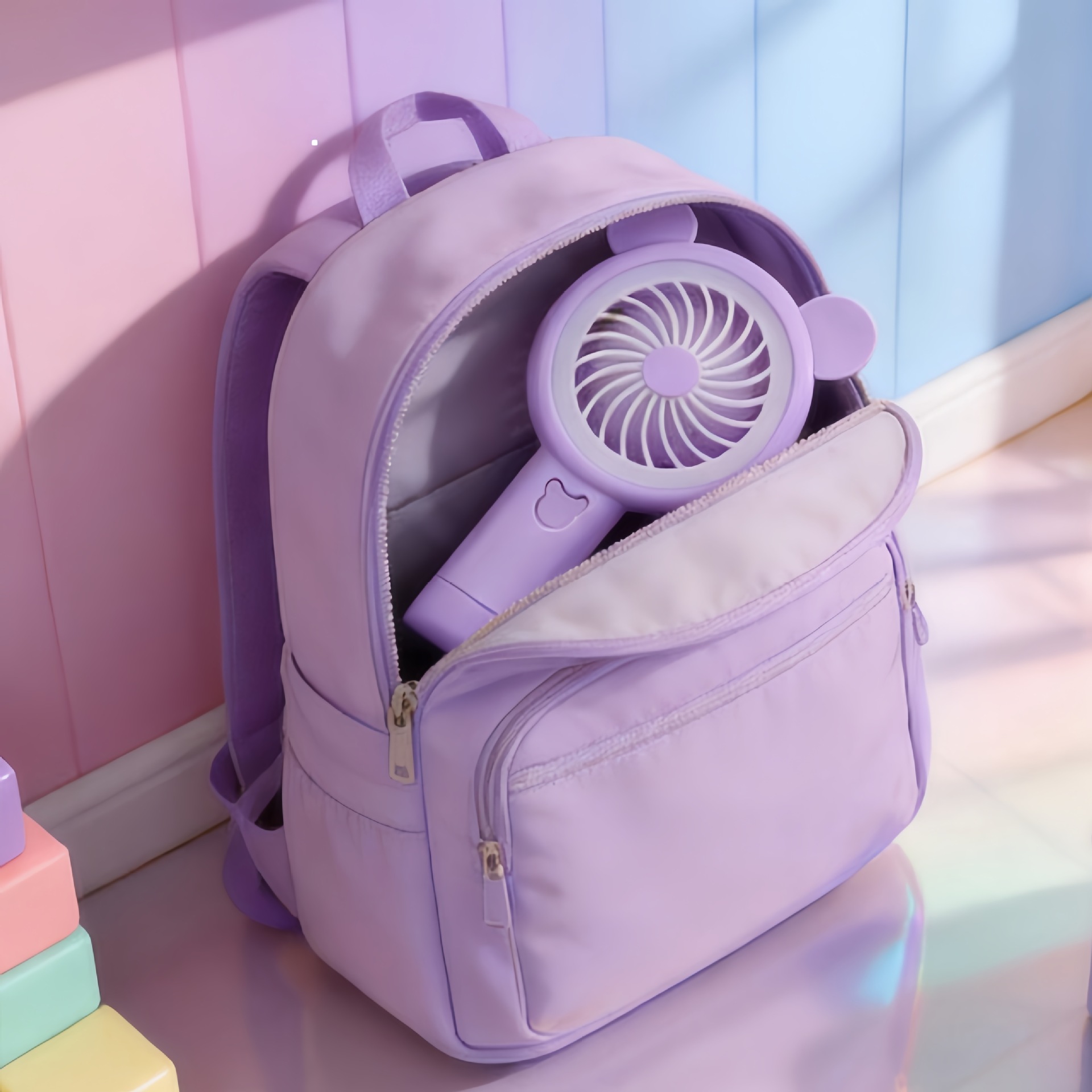 (Purple) Handheld Mini Fan Portable USB Charging Convenient Creative Small Fans Catapult Pocket Hand-held Fan Wedding Gift