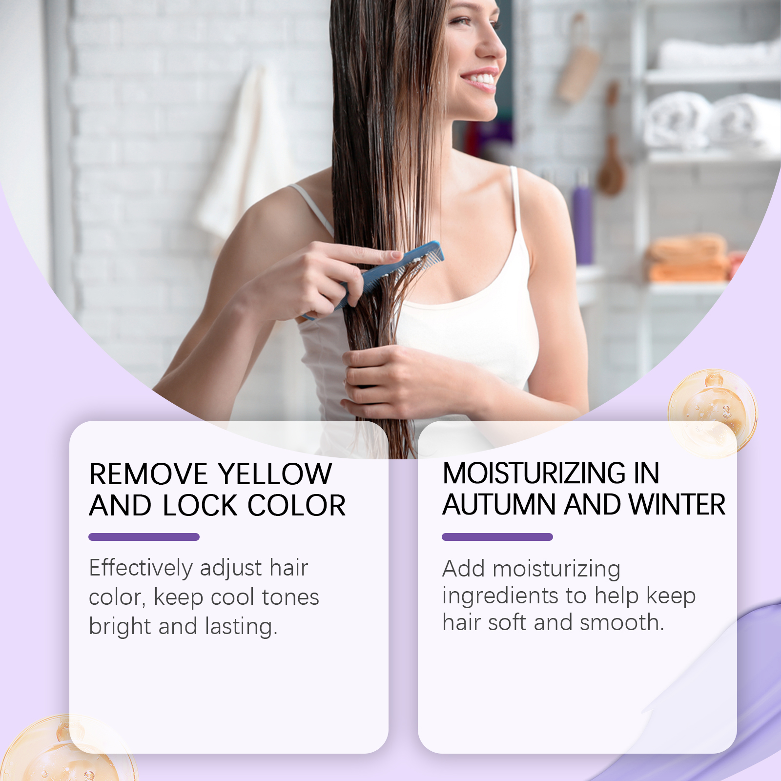 Keratin Purple Hair Mask Nourishes Moisturizes Silky Glossy Hydrate Repair Damaged Strands Enhance Shine Maintain Cool Hair Tones Smooth