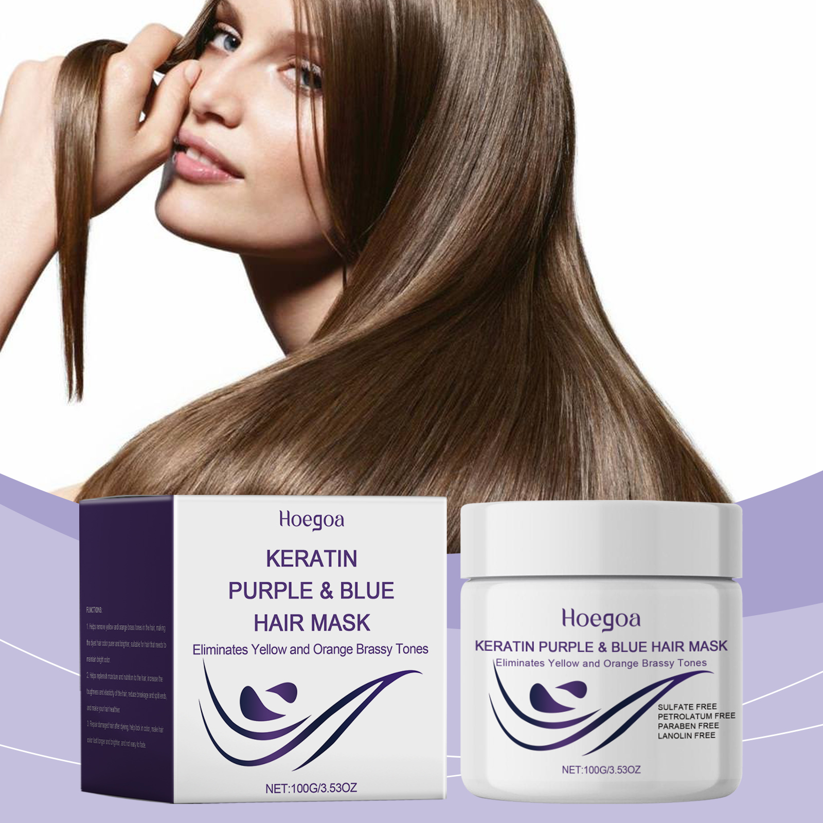 Keratin Purple Hair Mask Nourishes Moisturizes Silky Glossy Hydrate Repair Damaged Strands Enhance Shine Maintain Cool Hair Tones Smooth