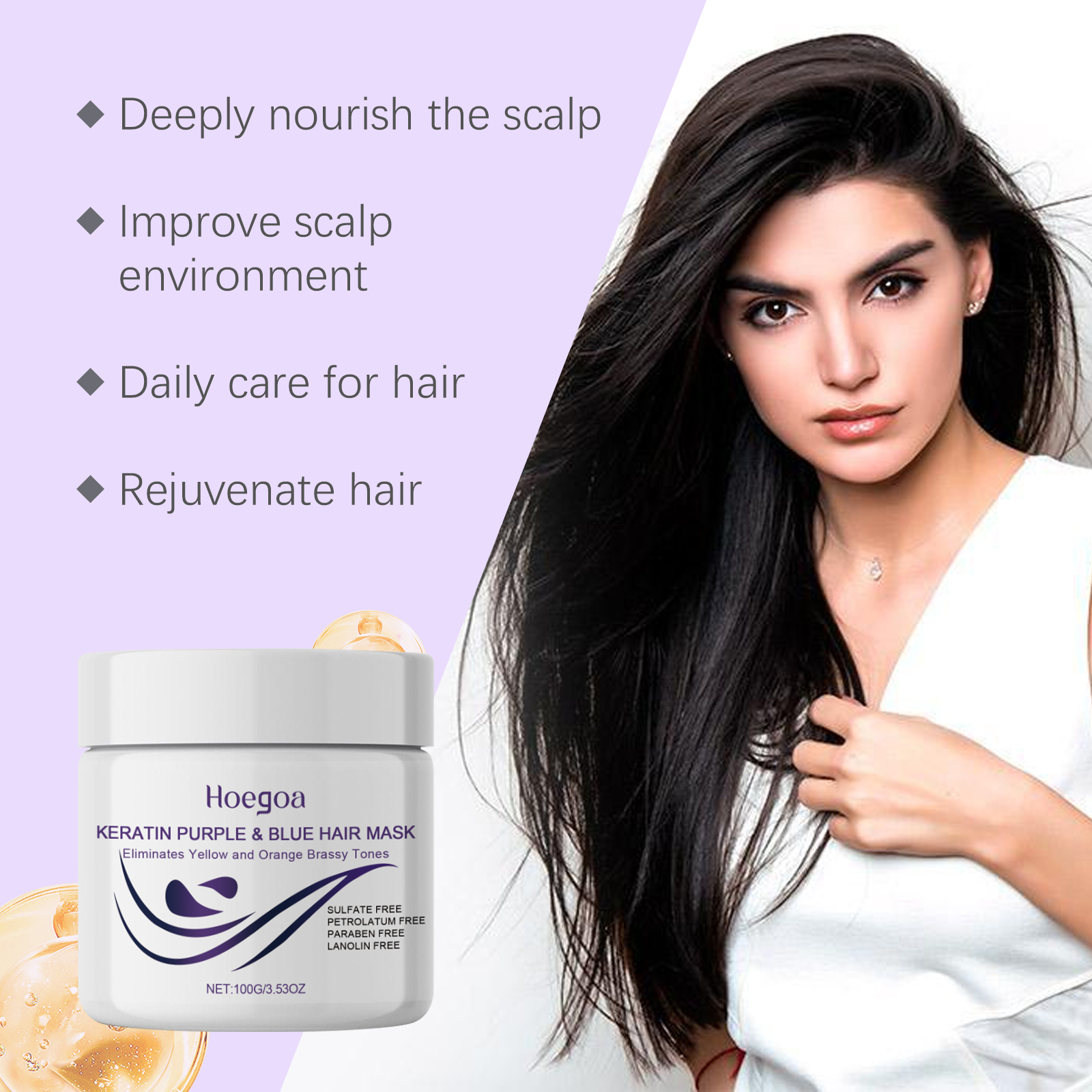 Keratin Purple Hair Mask Nourishes Moisturizes Silky Glossy Hydrate Repair Damaged Strands Enhance Shine Maintain Cool Hair Tones Smooth