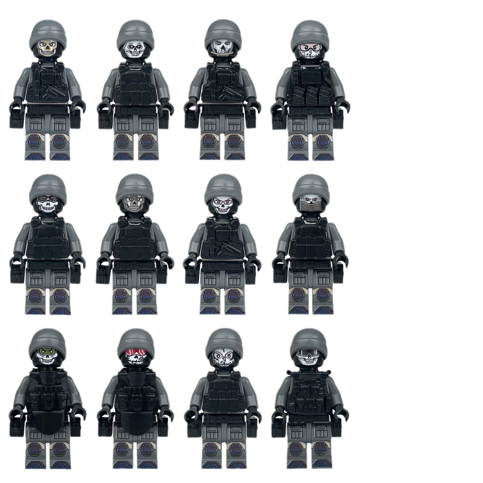 (12 Pcs Soldiers A) SWAT Soldiers Building Block Toys Action Mini Figures with Multiple Military Weapons Accessories Stimulate Interest for Kids