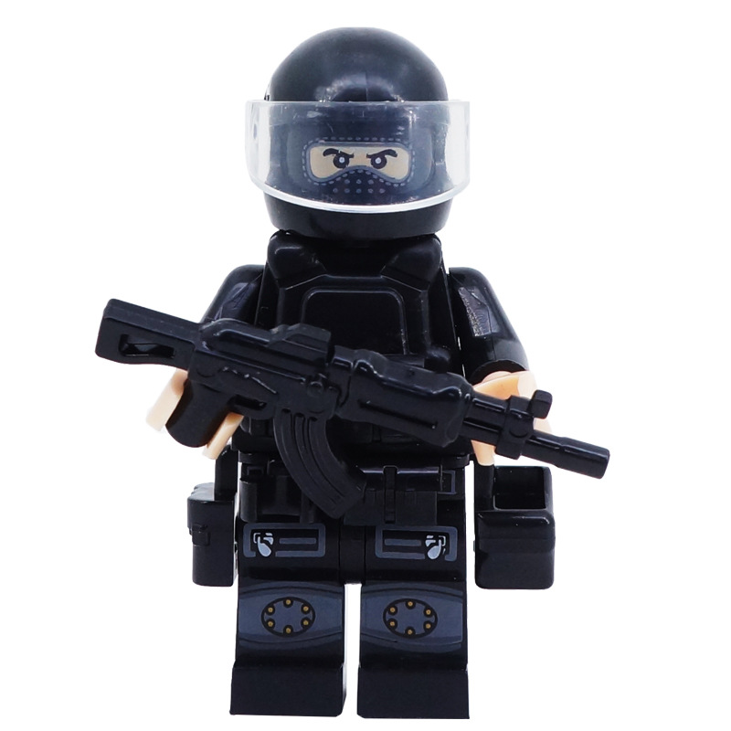 (12 Pcs Soldiers A) SWAT Soldiers Building Block Toys Action Mini Figures with Multiple Military Weapons Accessories Stimulate Interest for Kids