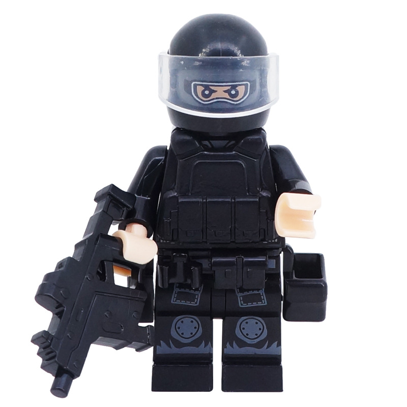 (12 Pcs Soldiers A) SWAT Soldiers Building Block Toys Action Mini Figures with Multiple Military Weapons Accessories Stimulate Interest for Kids
