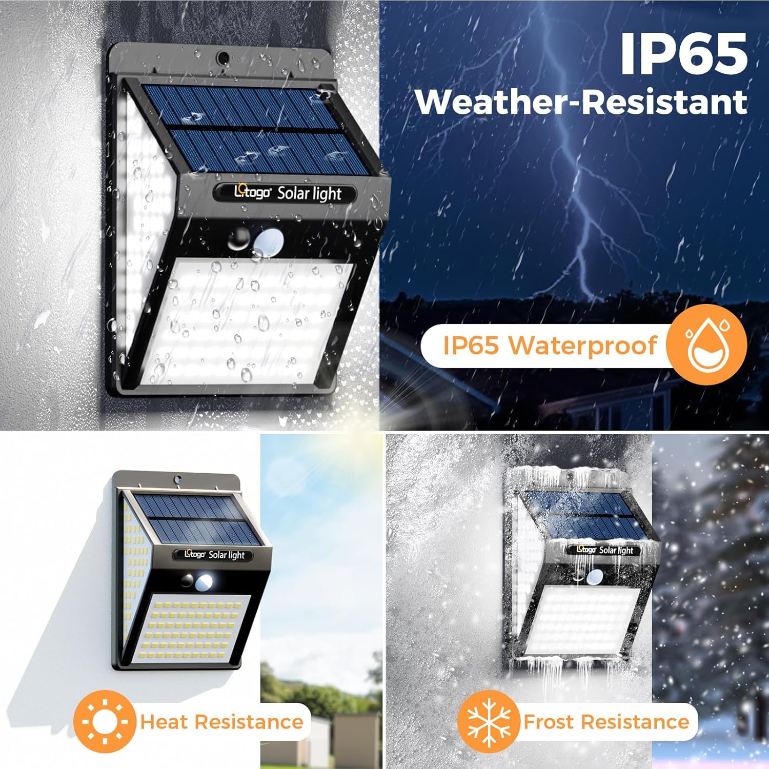 (Warm White) 4 Pack 140LED Solar Security Lights Outdoor Solar Motion Sensor Lights Wide Angle Waterproof Solar Powered Durable Wall Lights Outside 3 Modes for Garden