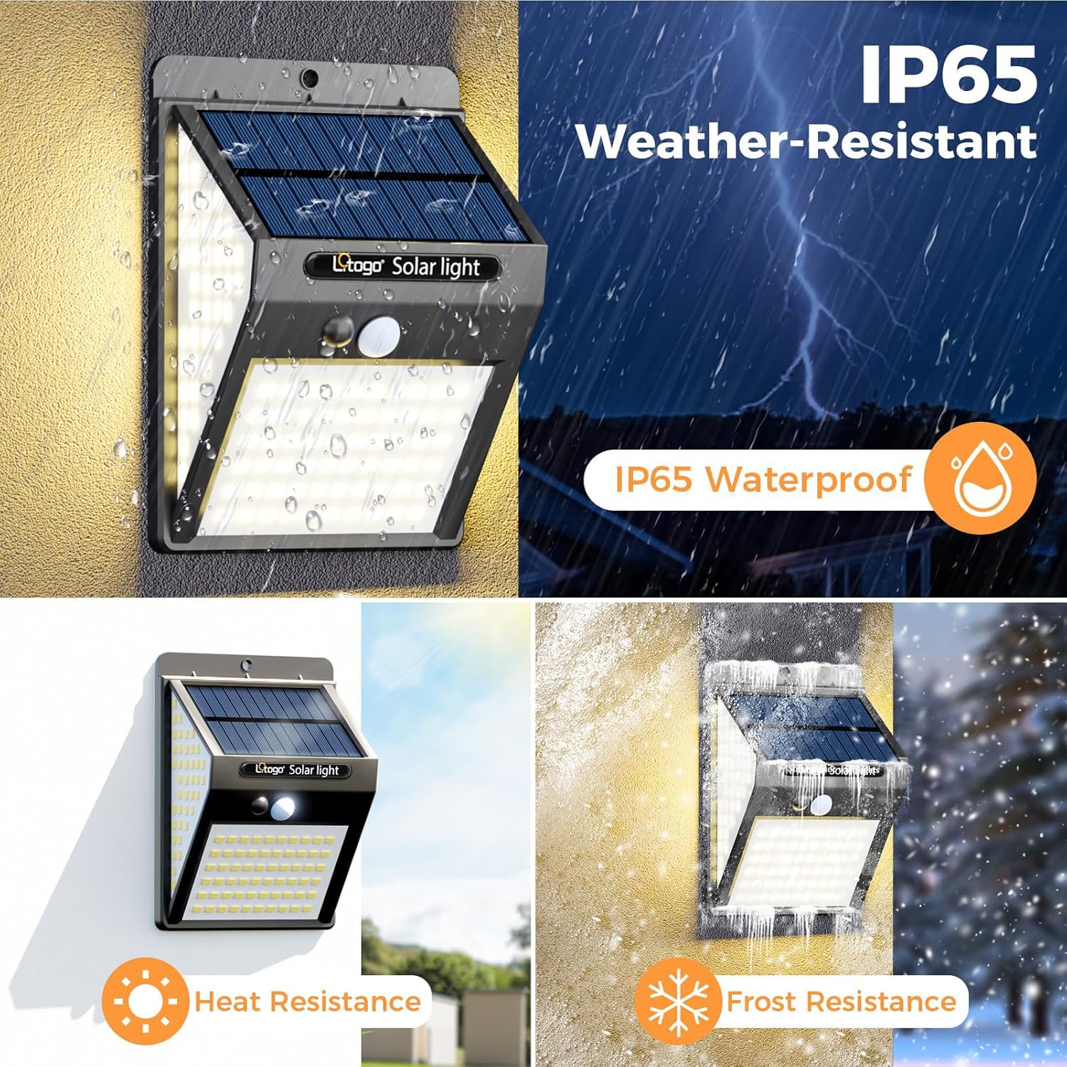 (Warm White) 4 Pack 140LED Solar Security Lights Outdoor Solar Motion Sensor Lights Wide Angle Waterproof Solar Powered Durable Wall Lights Outside 3 Modes for Garden
