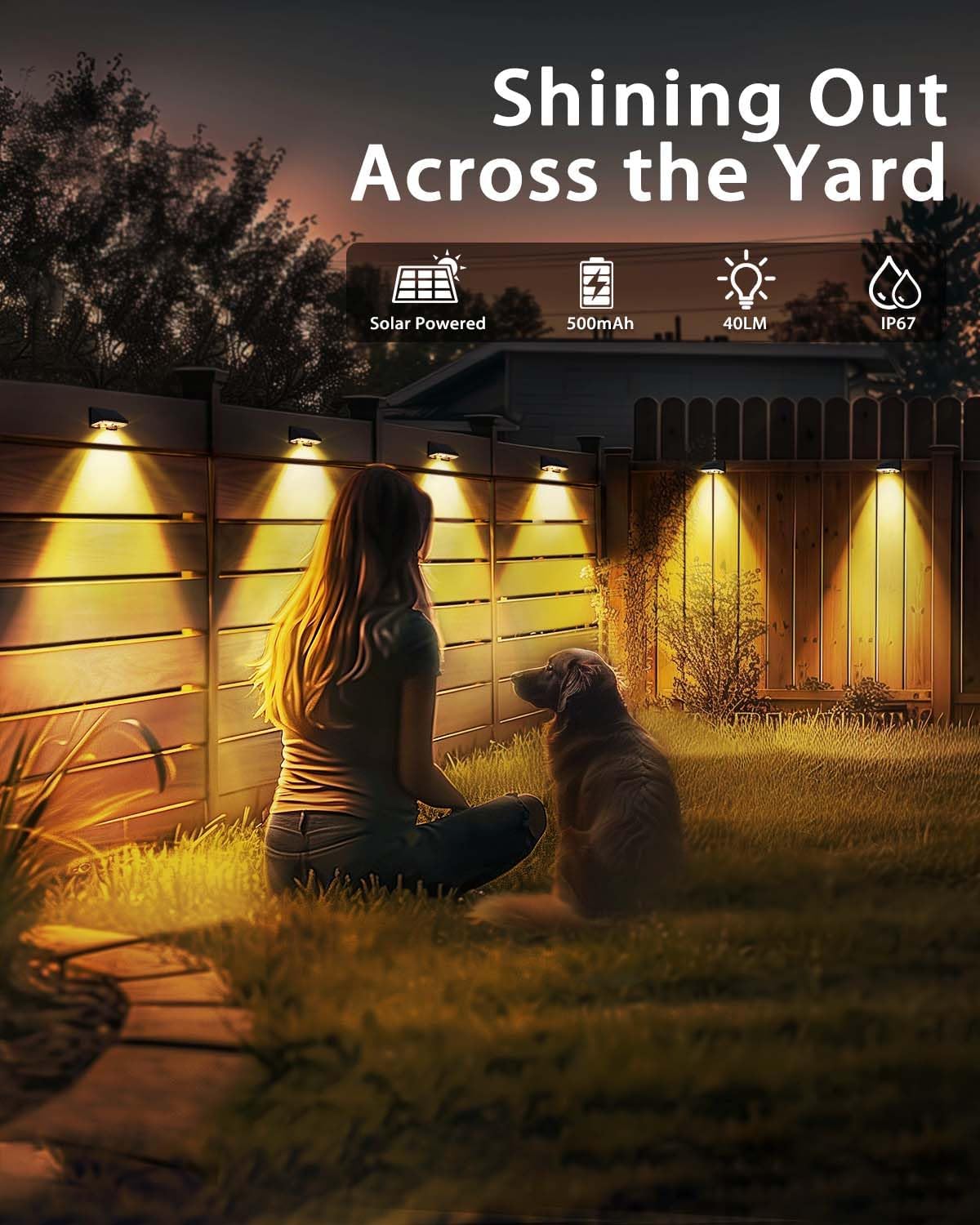 (4 pcs) Solar Fence Lights Solar Wall Lights Warm White Waterproof Outdoor Garden Lights for Fence Wall Patio Decorative Ambient Lighting
