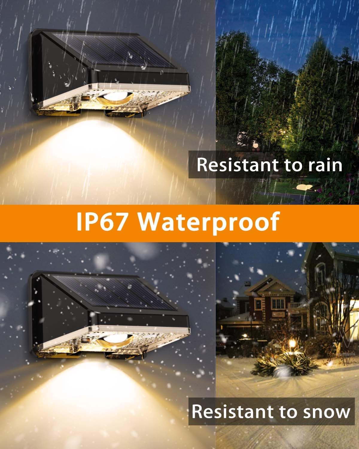 (4 pcs) Solar Fence Lights Solar Wall Lights Warm White Waterproof Outdoor Garden Lights for Fence Wall Patio Decorative Ambient Lighting